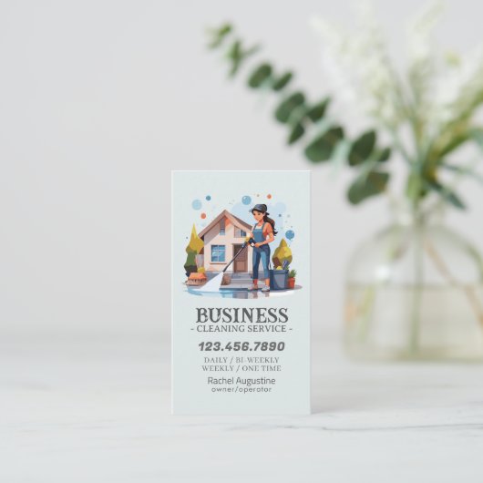 Carte De Visite Professional House Cleaning Service Housekeeping (Debout devant)