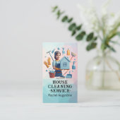 Carte De Visite Professional House Cleaning Service Housekeeping (Debout devant)