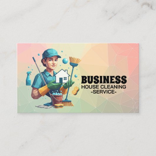 Carte De Visite Professional House Cleaning Service Housekeeping (Devant)