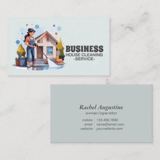 Carte De Visite Professional House Cleaning Service Housekeeping (Devant / Derrière)