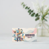 Carte De Visite Professional House Cleaning Service Housekeeping (Debout devant)