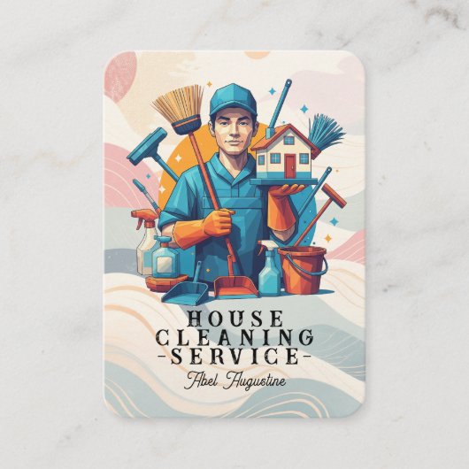 Carte De Visite Professional House Cleaning Service Housekeeping (Devant)