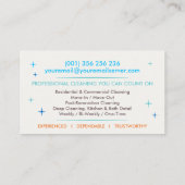 Carte De Visite Professional House Cleaning Services Business Card (Dos)