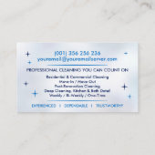 Carte De Visite Professional House Cleaning Services Business Card (Dos)