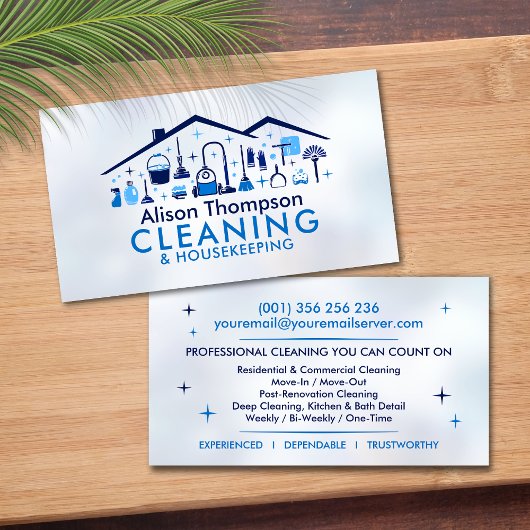 Carte De Visite Professional House Cleaning Services Business Card
