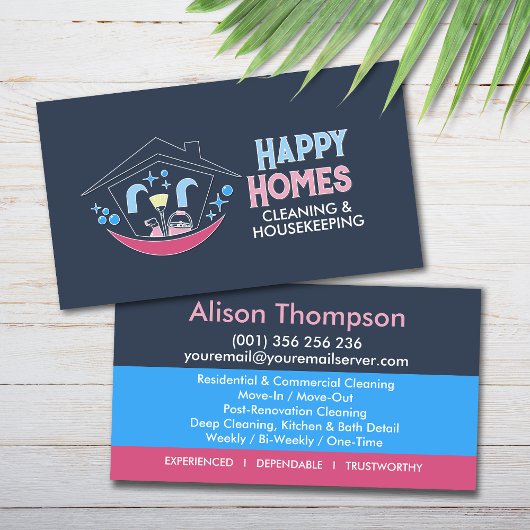 Carte De Visite Professional House Cleaning Services Business Card