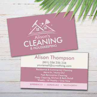 Carte De Visite Professional House Cleaning Services Business Card
