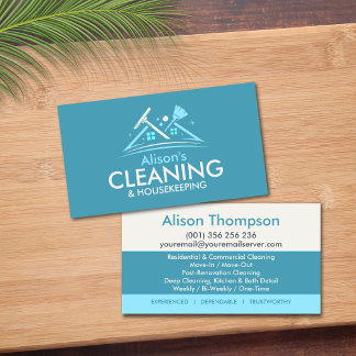 Carte De Visite Professional House Cleaning Services Business Card