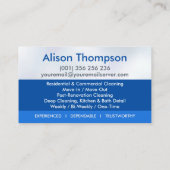 Carte De Visite Professional House Cleaning Services Business Card (Dos)