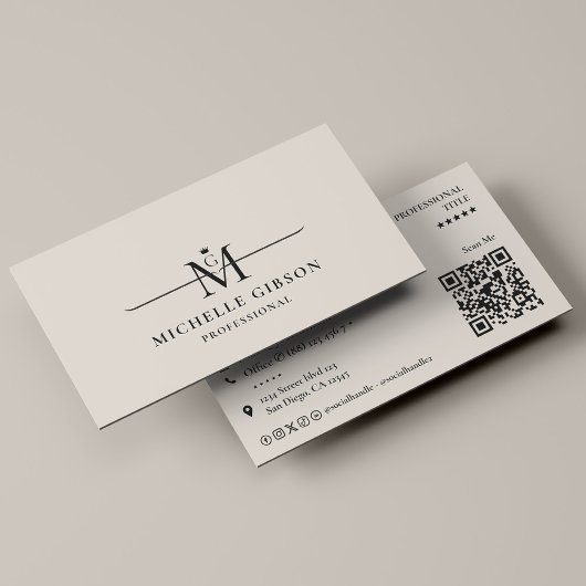 Carte De Visite Professional Initial Crown Monogram Sand Marketing