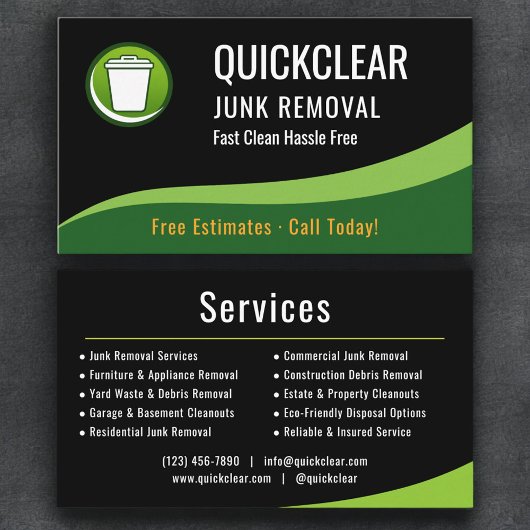 Carte De Visite Professional Junk Removal Service Company