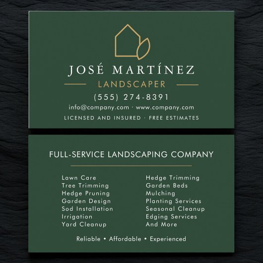 Carte De Visite Professional Landscaper Lawn Service