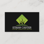 Carte De Visite Professional Landscaping Green Grass Logo Black  (Devant)