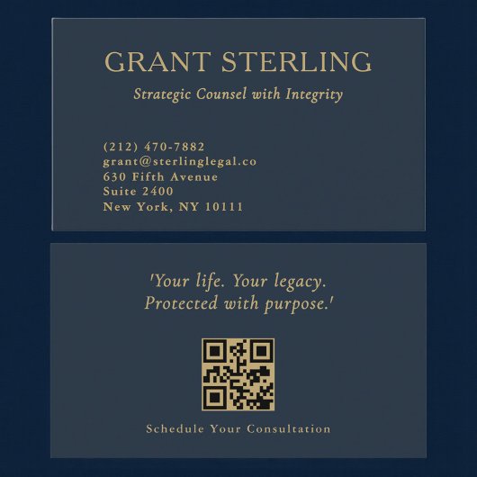 Carte De Visite Professional Law Firm Minimalist QR Code