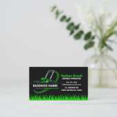 Carte De Visite Professional Lawn Care Landscaping Green Black (Debout devant)