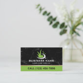Carte De Visite Professional Lawn Care Logo Modern Black Marble (Debout devant)
