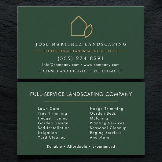 Carte De Visite Professional Lawn Care Service Landscaping