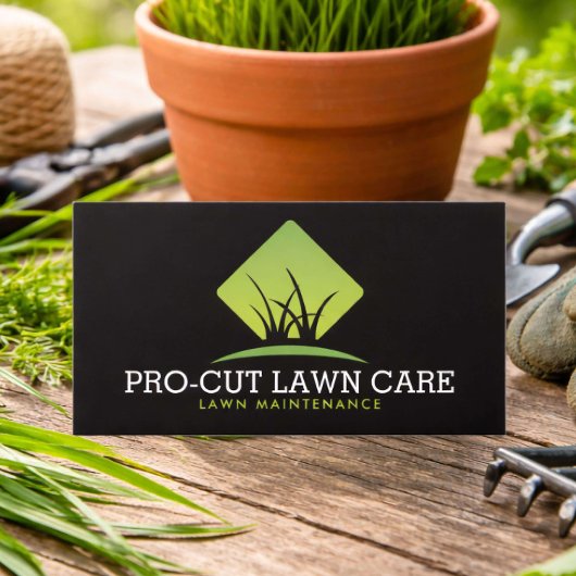 Carte De Visite Professional Lawn Maintenance Grass Logo Black