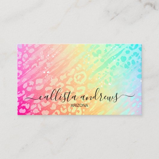 Carte De Visite Professional Leopard Glitter Add Your Name (Devant)
