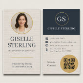 Carte De Visite Professional Linen Photo QR Code Modern