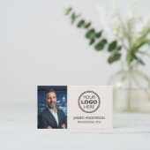 Carte De Visite Professional Logo Photo Social Media QR Code (Debout devant)