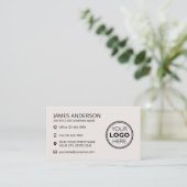 Carte De Visite Professional Logo Social Media QR Code Off-White (Debout devant)
