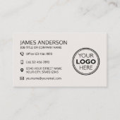 Carte De Visite Professional Logo Social Media QR Code Off-White (Devant)