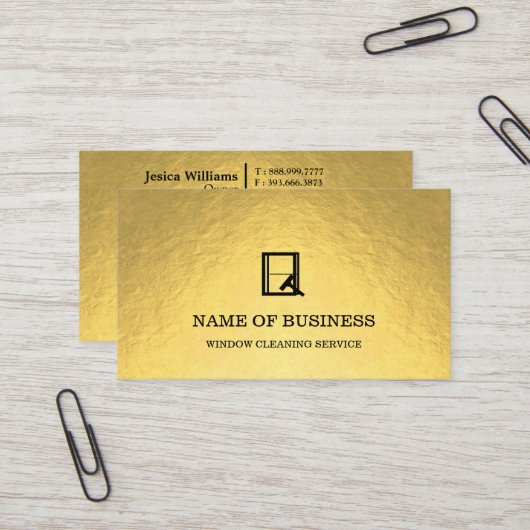 Carte De Visite Professional Logo Window Cleaning Service (Devant/Arrière en situation)