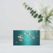 Carte De Visite Professional Maid Cleaning House Green Metallic (Debout devant)