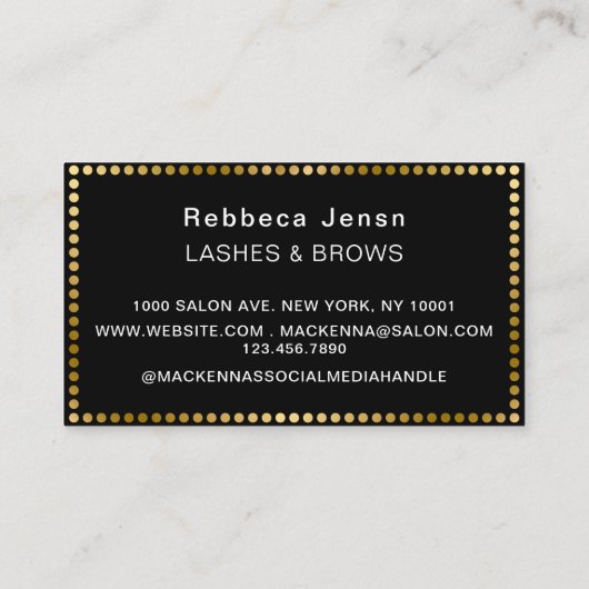 Carte De Visite Professional Makeup Artist Eyelash & Brow QR CODE  (Dos)