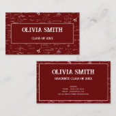 Carte De Visite Professional Maroon Math Formulas Graduate  (Devant / Derrière)