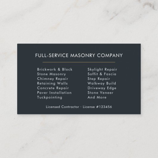 Carte De Visite Professional Masonry Bricklayer Brick (Dos)