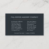 Carte De Visite Professional Masonry Bricklayer Brick Company (Dos)