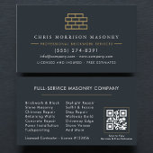 Carte De Visite Professional Masonry Bricklayer Business QR Code