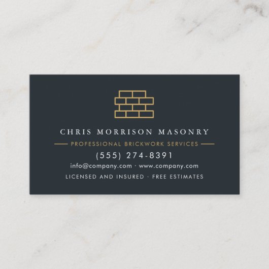 Carte De Visite Professional Masonry Bricklayer Business QR Code (Devant)
