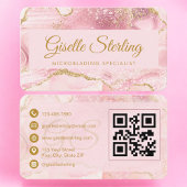 Carte De Visite Professional Microblading Artist Gold Agate QR Cod
