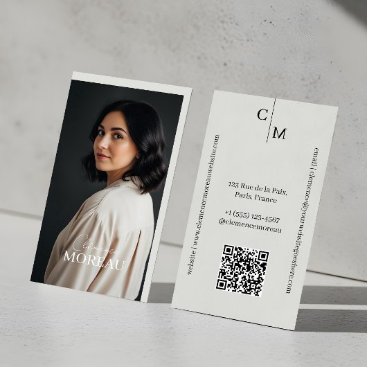 Carte De Visite Professional Minimal Elegant Modern Photo QR Code