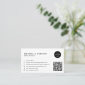Carte De Visite Professional minimalist company logo QR code white (Debout devant)