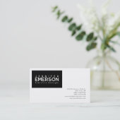 Carte De Visite Professional minimalist modern plain black white (Debout devant)