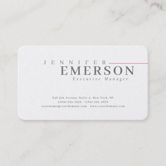 Carte De Visite Professional minimalist modern plain premium pearl (Devant)