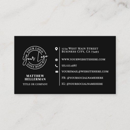 Carte De Visite Professional Minimalist QR Code Logo Black (Devant)