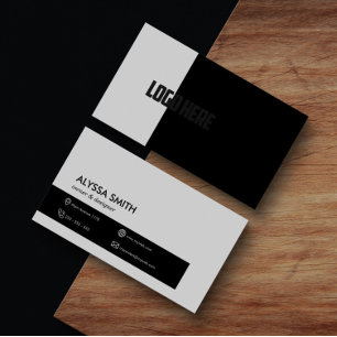 Carte De Visite Professional Minimalistic Black White Modern Logo