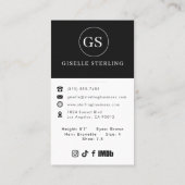 Carte De Visite Professional Model Actor Photo Black White (Dos)