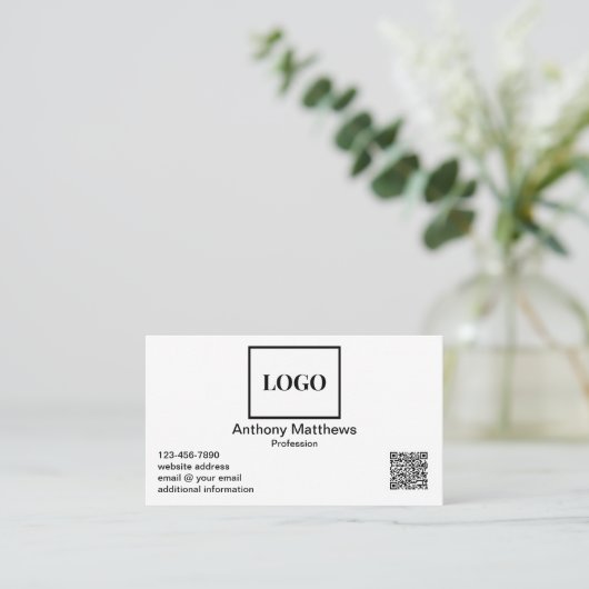 Carte De Visite Professional Modern Add Logo et QR Code (Debout devant)