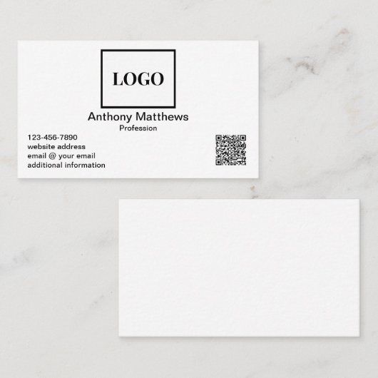Carte De Visite Professional Modern Add Logo et QR Code (Devant / Derrière)