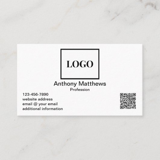 Carte De Visite Professional Modern Add Logo et QR Code (Devant)