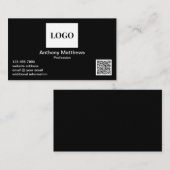 Carte De Visite Professional Modern Black Ajouter un logo et un co (Devant / Derrière)