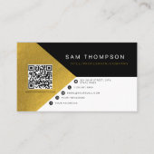 Carte De Visite Professional Modern Black Gold Foil QR Code (Devant)