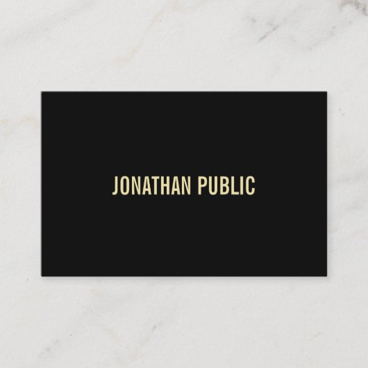 Carte De Visite Professional Modern Black Gold Texte Élégant Luxe (Devant)