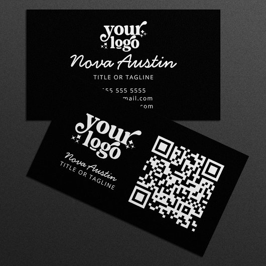 Carte De Visite Professional Modern Black QR Code Téléchargez votr